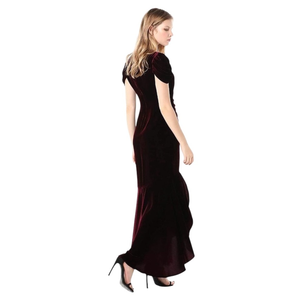 Shoshanna Marise Velvet High Low Gown in Burgundy Formal Special Occasion Sz. 0 - Picture 5 of 13
